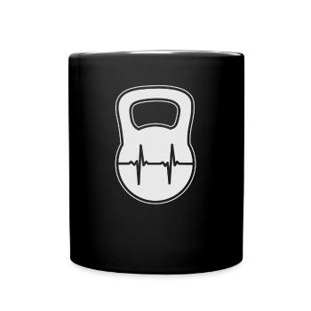 Kettlebell Heartbeat-EKG-Geschenk - Tasse einfarbig - Schwarz - Vorne