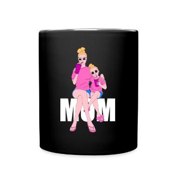 Mom and daughter best team gift gift idea - Full Colour Mug - black - Front