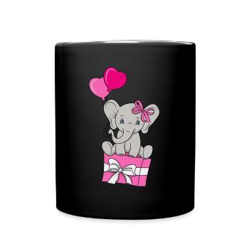 Baby Elefant Liebe Geschenk Geschenkidee - Tasse einfarbig - Schwarz - Vorne
