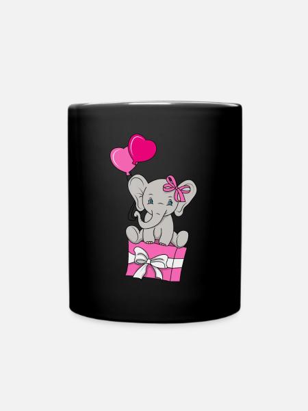 Baby Elefant Liebe Geschenk Geschenkidee - Tasse einfarbig - Schwarz