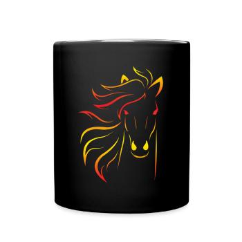 Reitpony, Schimmel, Schimmelchen, Stute - Tasse einfarbig - Schwarz - Vorne