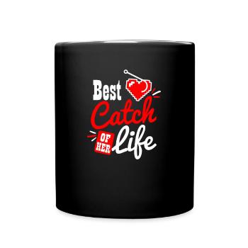 Paare, die besten Fang ihres Lebens-Geschenks fischen - Tasse einfarbig - Schwarz - Vorne