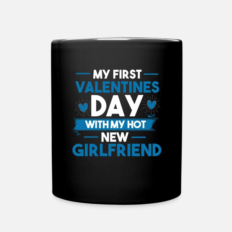 Ma première Saint Valentin avec mon nouveau chaud - Mug uni - noir