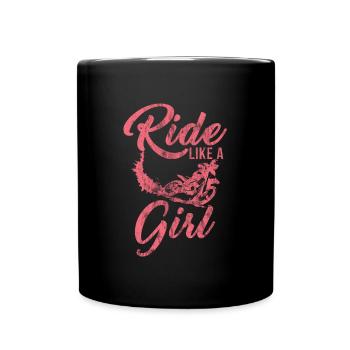 Ride Like A Girl Distressed Dirt Bike Rider - Full Colour Mug - black - Front
