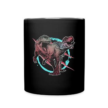 Dinosaures à la chasse dans la nature préhistorique du T-Rex Wilderness - Mug uni - noir - Devant