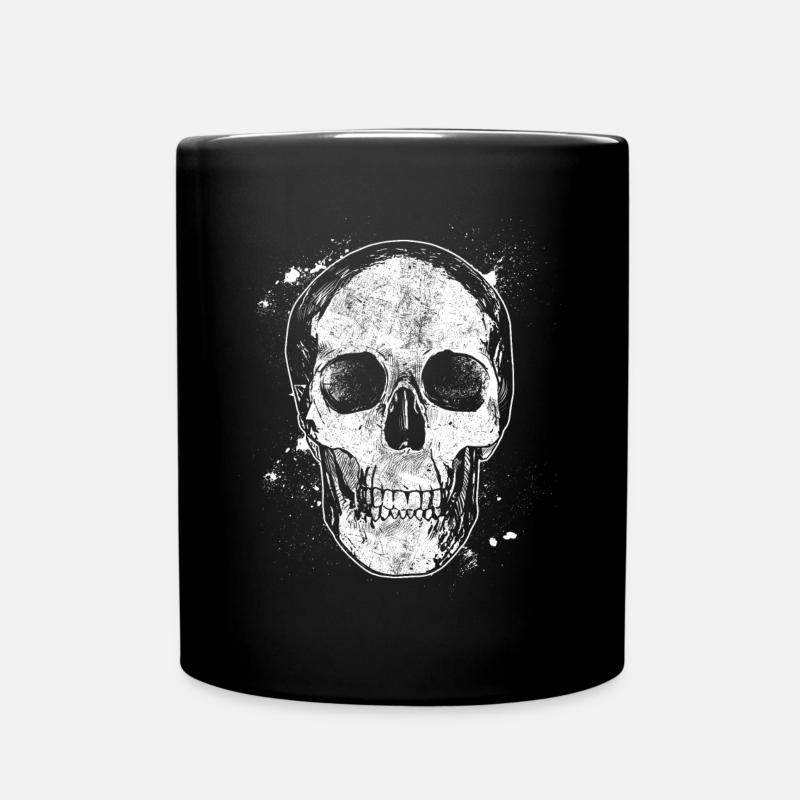 Totenkopf Totenschädel Halloween Knochen Gothik - Tasse einfarbig - Schwarz