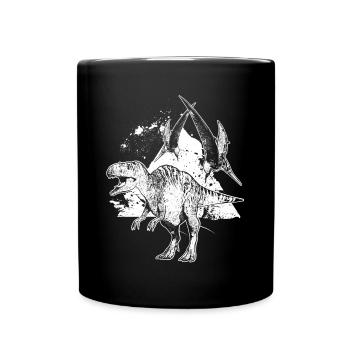 Acrocanthosaurus et fossile de dinosaure Pteranodon - Mug uni - noir - Devant