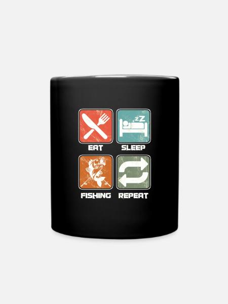 Manger dormir pêcher à répétition Pêcheurs Pêcheurs - Mug uni - noir