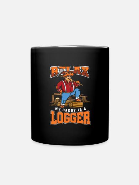 Détendez-vous, mon papa est un bûcheron bûcheron bûcheron - Mug uni - noir