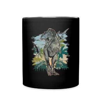 T-Rex Dinosaur Hunter of the Wild - Full Colour Mug - black - Front