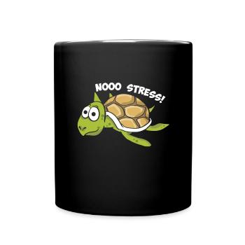 No Stress Funny Turtles Aquamarine Tortoise - Full Colour Mug - black - Front