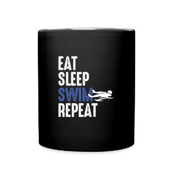 Swimmers Life Swimming Team Eat Sleep Swim Repeat - Full Colour Mug - black - Front
