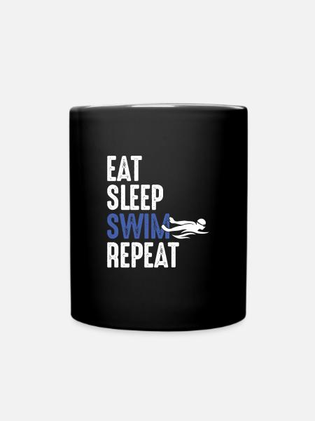 Swimmers Life Swimming Team Eat Sleep Swim Repeat - Full Colour Mug - black