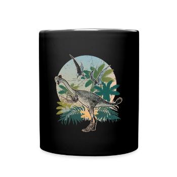 Gigantoraptor dinosaur primeval wilderness fossil - Full Colour Mug - black - Front
