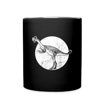 Gigantoraptor chasseur de dinosaures préhistorique du Crétacé - Mug uni - noir - Devant