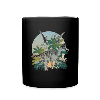 Dinosaures Dinosaures Hadrosaurus Fossile Primitif en pleine nature - Mug uni - noir - Devant