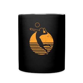 Spieltag-Volleyball-Weinlese-Retro- Sonnenuntergang-Geschenk - Tasse einfarbig - Schwarz - Vorne