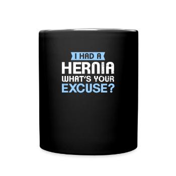 Chirurgie de la hernie Quel est votre cadeau d'excuse? - Mug uni - noir - Devant