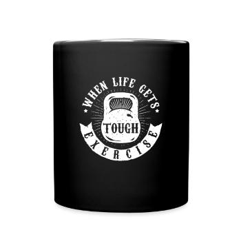 When Life Gets Tough Exercise Dumbbell Exercising - Full Colour Mug - black - Front