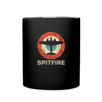 Spitfire Retro Vintage Jet Fighter Shooting Plane - Full Colour Mug - black - Front
