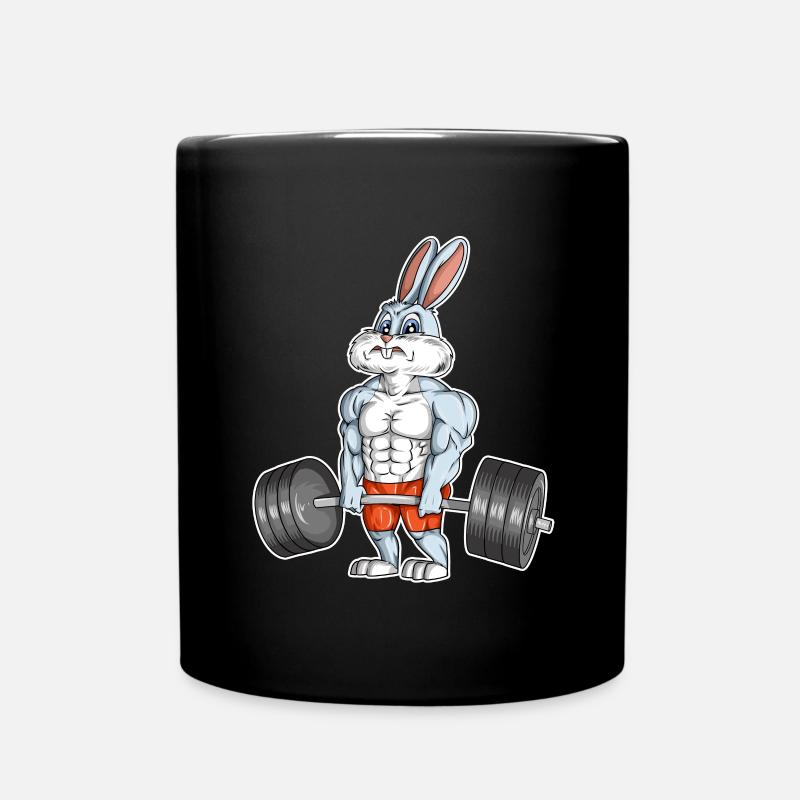 Body de sport de conditionnement physique de culturisme de lapin de Pâques - Mug uni - noir