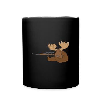 Cadeau de carabine de chasse au wapiti - Mug uni - noir - Devant