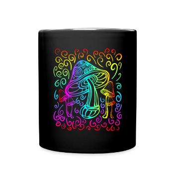 Magic Mushrooms Shirt Zauberpilze - Tasse einfarbig - Schwarz - Vorne
