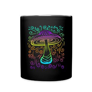 Magic Mushrooms Shirt Zauberpilze - Tasse einfarbig - Schwarz - Vorne
