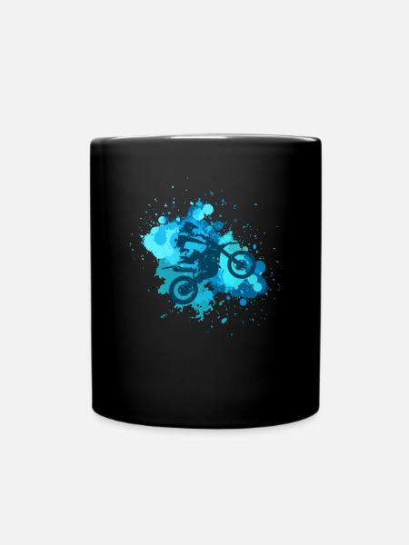 Motocross Splatter Dirt Bike Riders Racing - Full Colour Mug - black