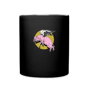 Flying Pig Funny Pigs Ham Photo Camera Social - Full Colour Mug - black - Front