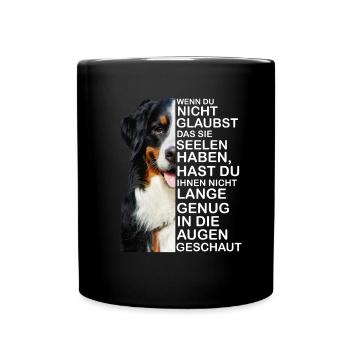 Bernese Mountain Dog soul regarde un propriétaire de chien - Mug uni - noir - Devant