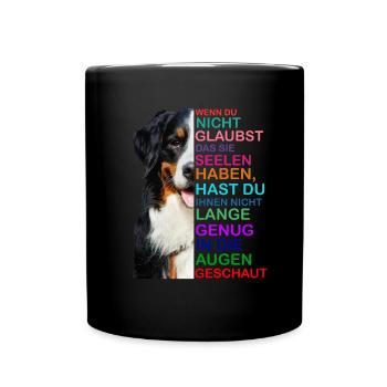 Bernese Mountain Dog soul regarde un propriétaire de chien - Mug uni - noir - Devant