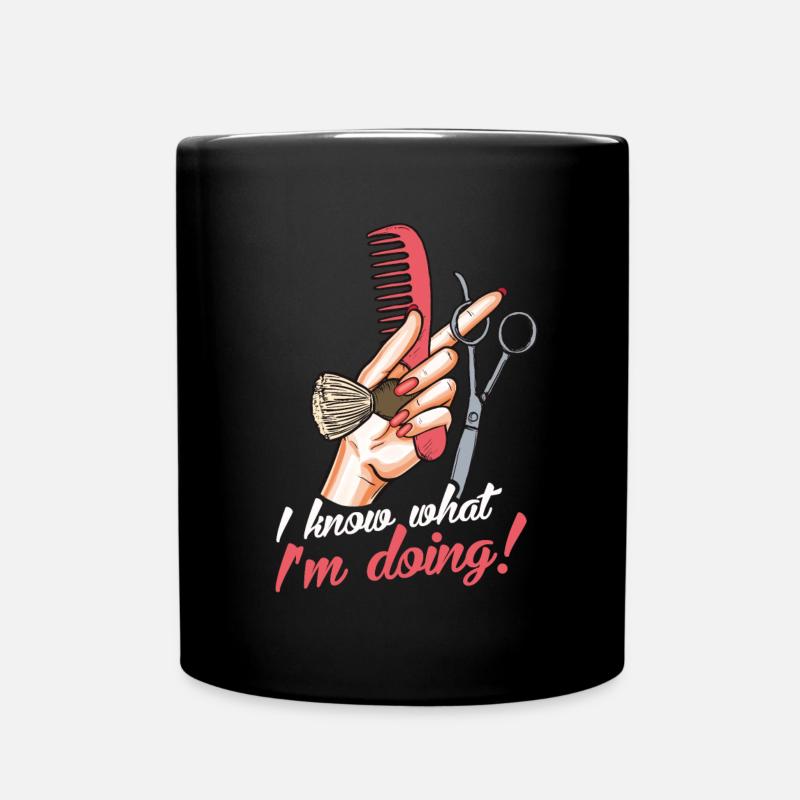 Ciseaux de coiffeur cadeau de peigne brosse de coiffure - Mug uni - noir