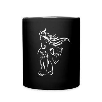 Süßes Hund Katze Pferd Silhouette Mähne Geschenk - Tasse einfarbig - Schwarz - Vorne