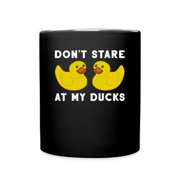 Ente Gummi Gummiente Entlein Bad Spielzeug Entchen - Tasse einfarbig - Schwarz - Vorne