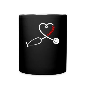 LOVE Nurse Krankenschwester Herz Liebe Idee - Tasse einfarbig - Schwarz - Vorne