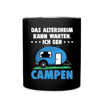 Camper Camping Wohnwagen Wohnmobile Geschenk Mann - Tasse einfarbig - Schwarz - Vorne