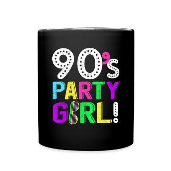 90er Jahre Musik Partygirl Disco Neon Geschenk - Tasse einfarbig - Schwarz - Vorne