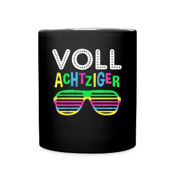 Geboren in 80er Jahren Retro Neon Spruch Geschenk - Tasse einfarbig - Schwarz - Vorne