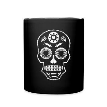 Mountainbiker Fahrrad Totenkopf Kette Rad Geschenk - Tasse einfarbig - Schwarz - Vorne
