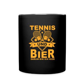 Tennis Bier Alkohol Tennisspieler Geschenk - Tasse einfarbig - Schwarz - Vorne
