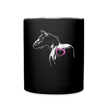 cheval amour de cheval amour rose coeur cadeau - Mug uni - noir - Devant