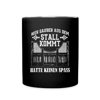 Pferd Stall Spass lustiger Spruch Geschenk - Tasse einfarbig - Schwarz - Vorne
