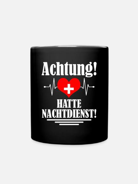 Krankenschwester Nachtdienst Herz EKG Geschenk - Tasse einfarbig - Schwarz