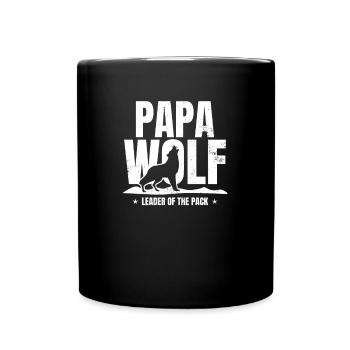 Papa Wolf Anführer des Rudelgeschenks - Tasse einfarbig - Schwarz - Vorne