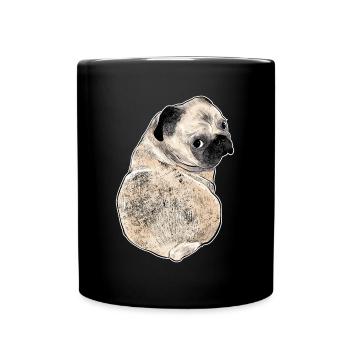 witziger Mops mit süßem Hundeblick - Tasse einfarbig - Schwarz - Vorne
