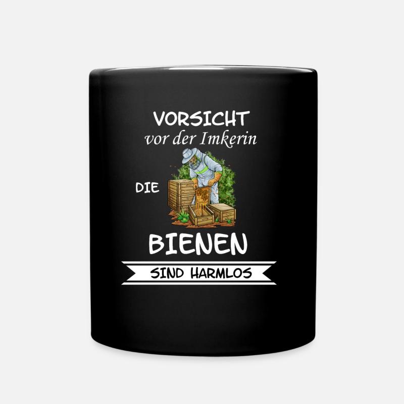Vorsicht vor der Imkerin - Tasse einfarbig - Schwarz