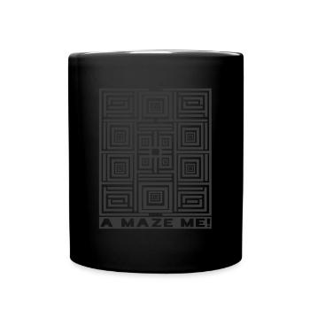 A Maze Me Labyrinth Illusion Pattern Graphic - Full Colour Mug - black - Front