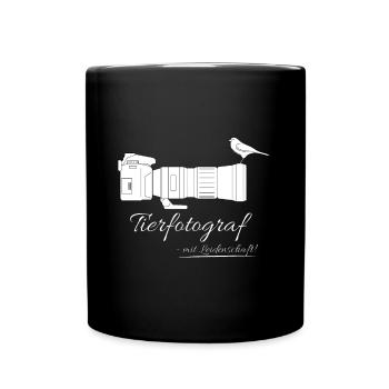 Tierfotograf mit Leidenschaft - Kamera mit Vogel - Tasse einfarbig - Schwarz - Vorne