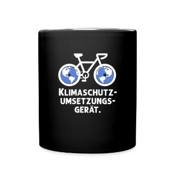 Klimaschutz Fahrrad Umweltschutz Natur Geschenk - Tasse einfarbig - Schwarz - Vorne